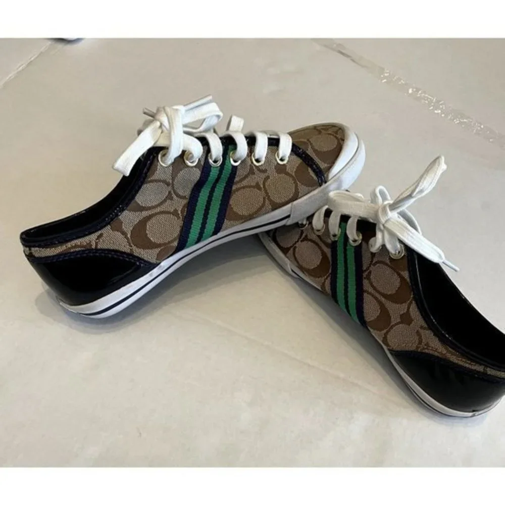 SIZE 6. COACH Folly logo canvas &‎ leather sneakers shoes.